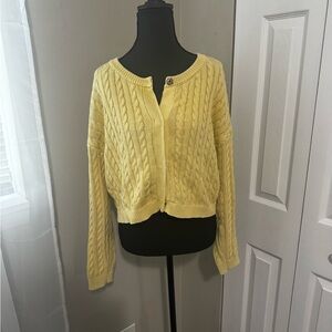 Cable Knit Yellow Sweater 100% Cotton
